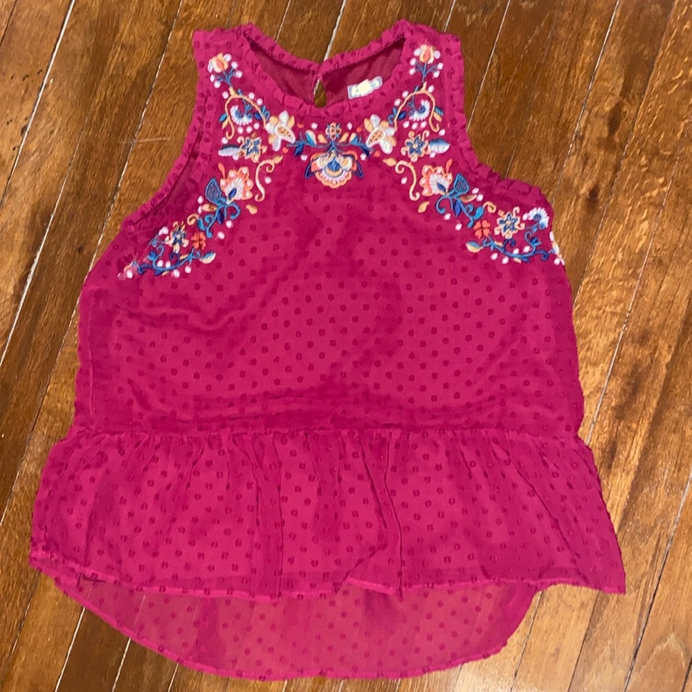Burgundy Peplum Tank Top